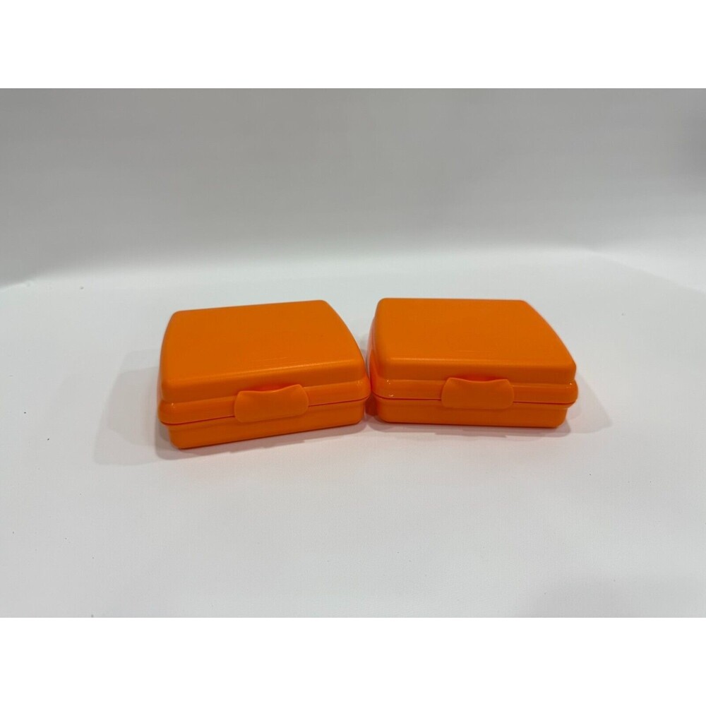 Tupperware Sandwich Keeper Set of 2 Clamshell Orange Container 3752A-1